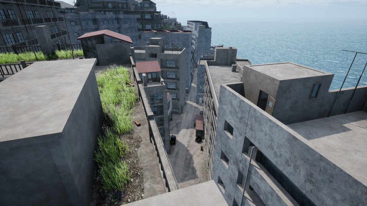 屋上農園から望む端島銀座。＃軍艦島