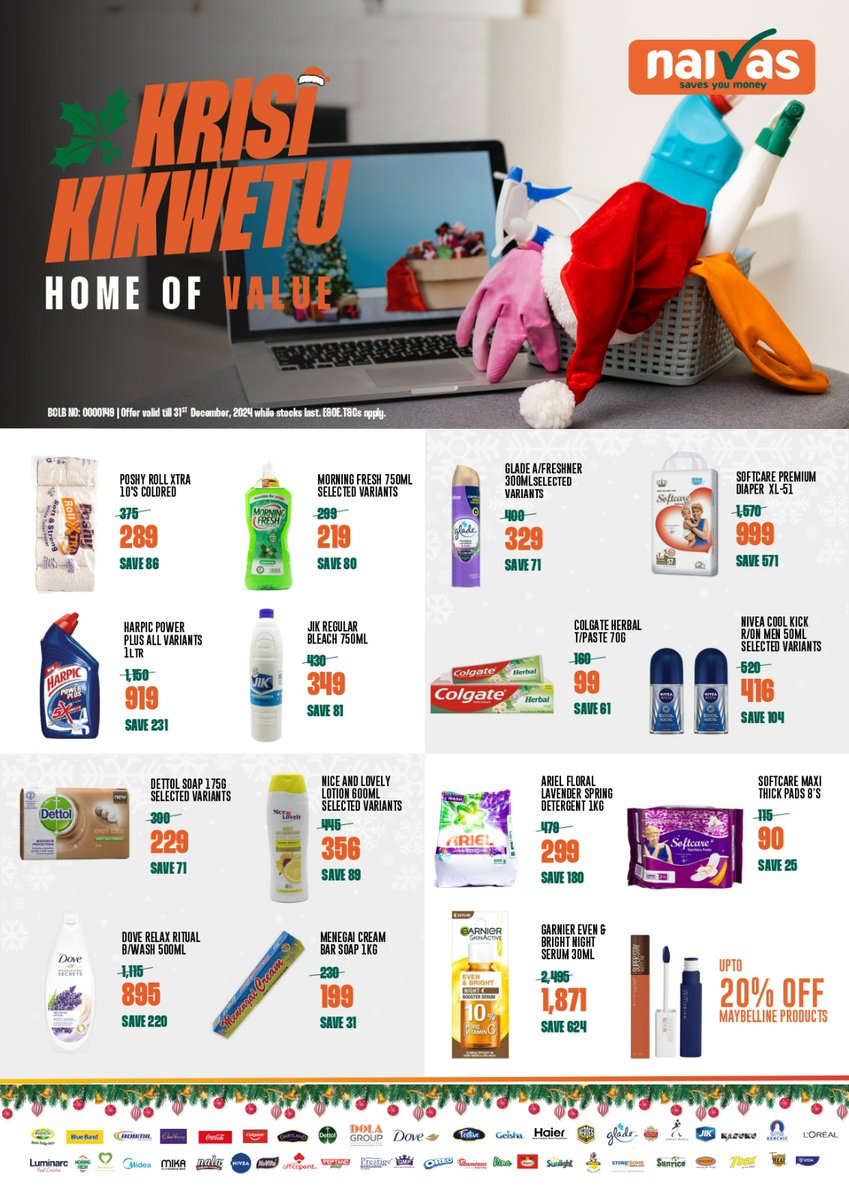 We know how bad Christmas festivities are bound to test the cleanliness of your house.🏠 From kids playing everywhere...to the flooded kitchen sinks with never-ending dishes...😪
#KrisiKikwetu #HomeOfVariety #HomeOfValue