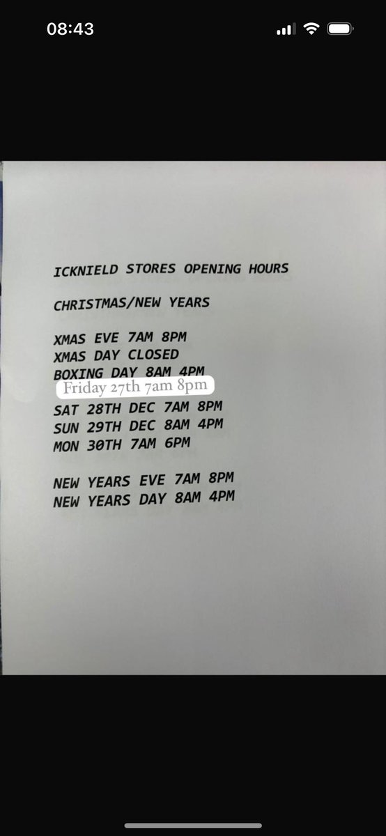 Xmas opening hours wishing you all a Merry Christmas 🎅