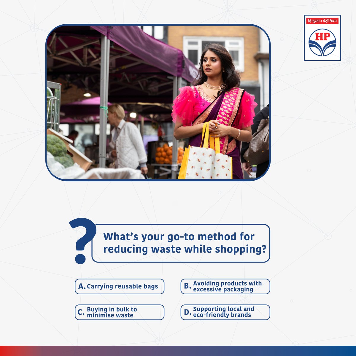 HPCL's tweet photo. Say goodbye to plastic and hello to sustainable shopping! Whatโs your secret to reducing waste while shopping? Share now and letโs inspire change together. #EcoShopping #HPCLGoesGreen https://t.co/KZlJTe5wdC