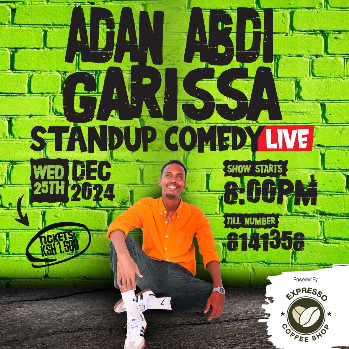 Adan_Abdii's tweet photo. Garissa Cadeey!😄 I am excited to share  that I’ll be playing a small, super intimate show in your town on the 25th of December at the newest cafe in town,@expresso_house We have limited seating so make sure to get your tickets as soon as you see this. See you all soon, In Shaa Allah😊