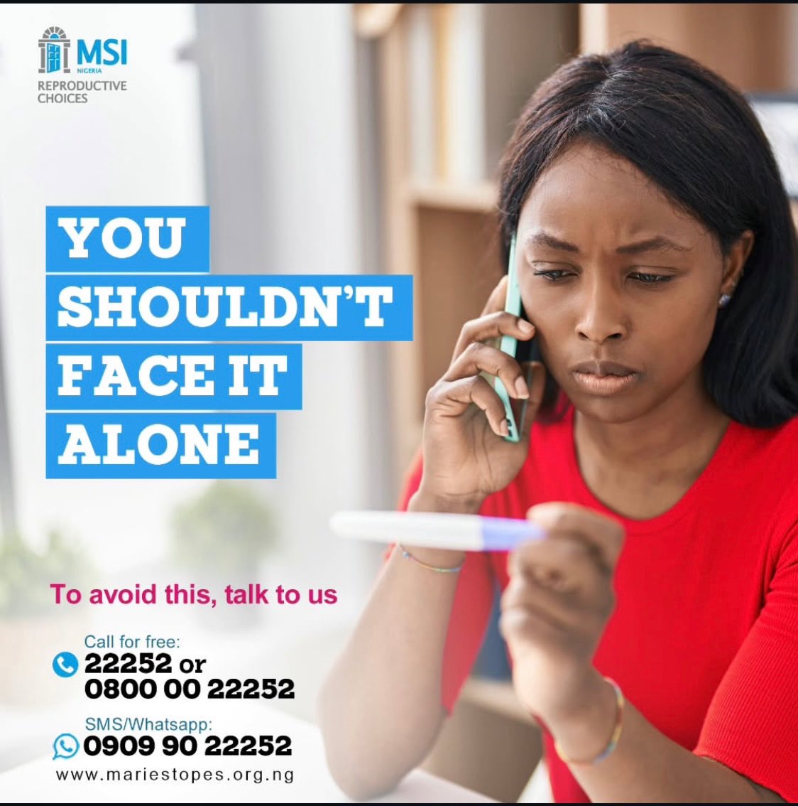 Talk2meeh's tweet photo. You need to talk to someone, please don’t be silent about your girlie problems contact @msichoicesng! Call 08000022252
#MSINigeria https://t.co/DkWoWnaxc7