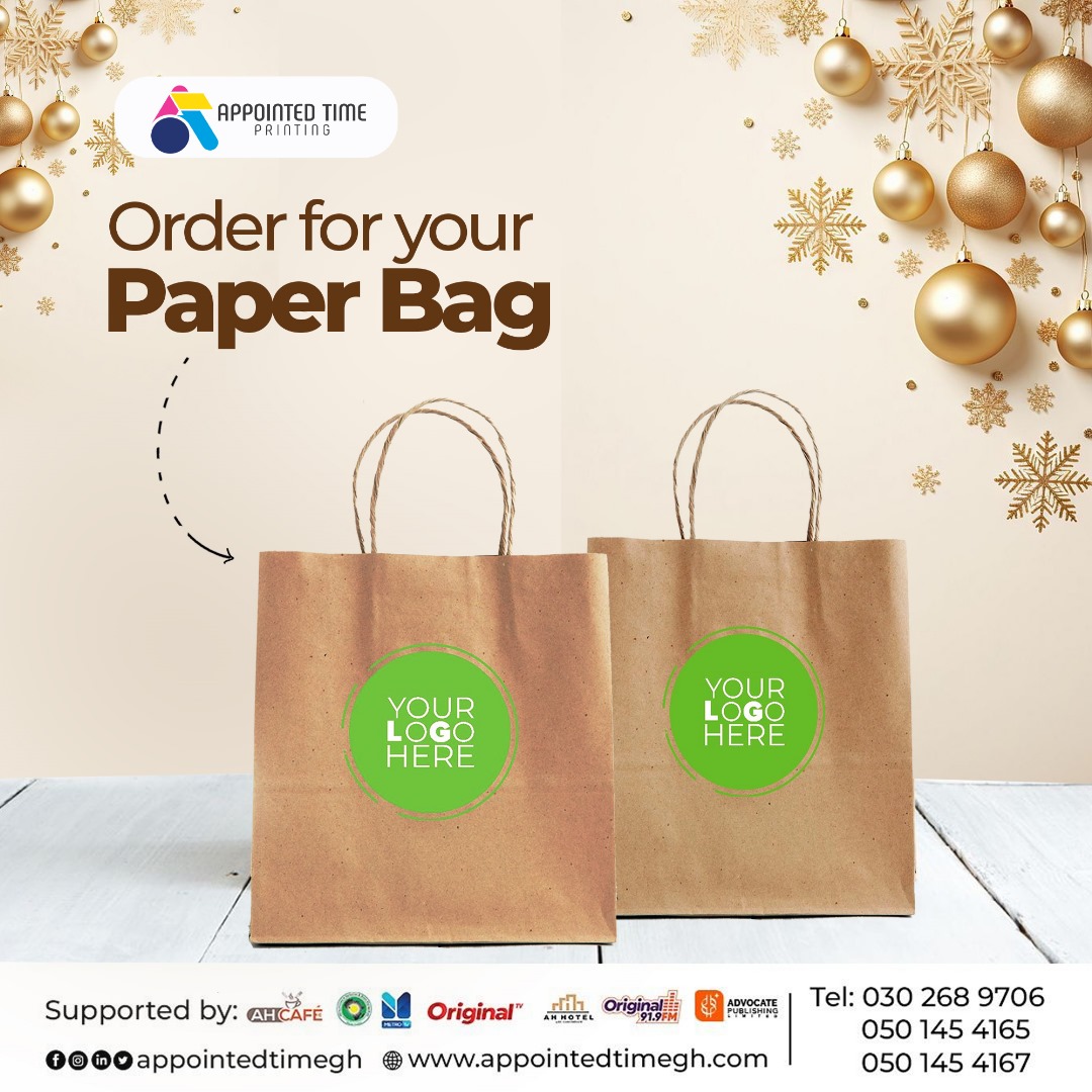 AppointedTimeGh's tweet photo. ✨ Boost Your Brand with Custom Packaging! ✨
At Appointed Time Printing, we create premium branded paper bags &amp; packaging to:
✅ Showcase your brand identity
✅ Enhance customer experience
✅ Offer eco-friendly solutions

Perfect for restaurants, hotels, and retail stores! https://t.co/UnlYcxSxjm