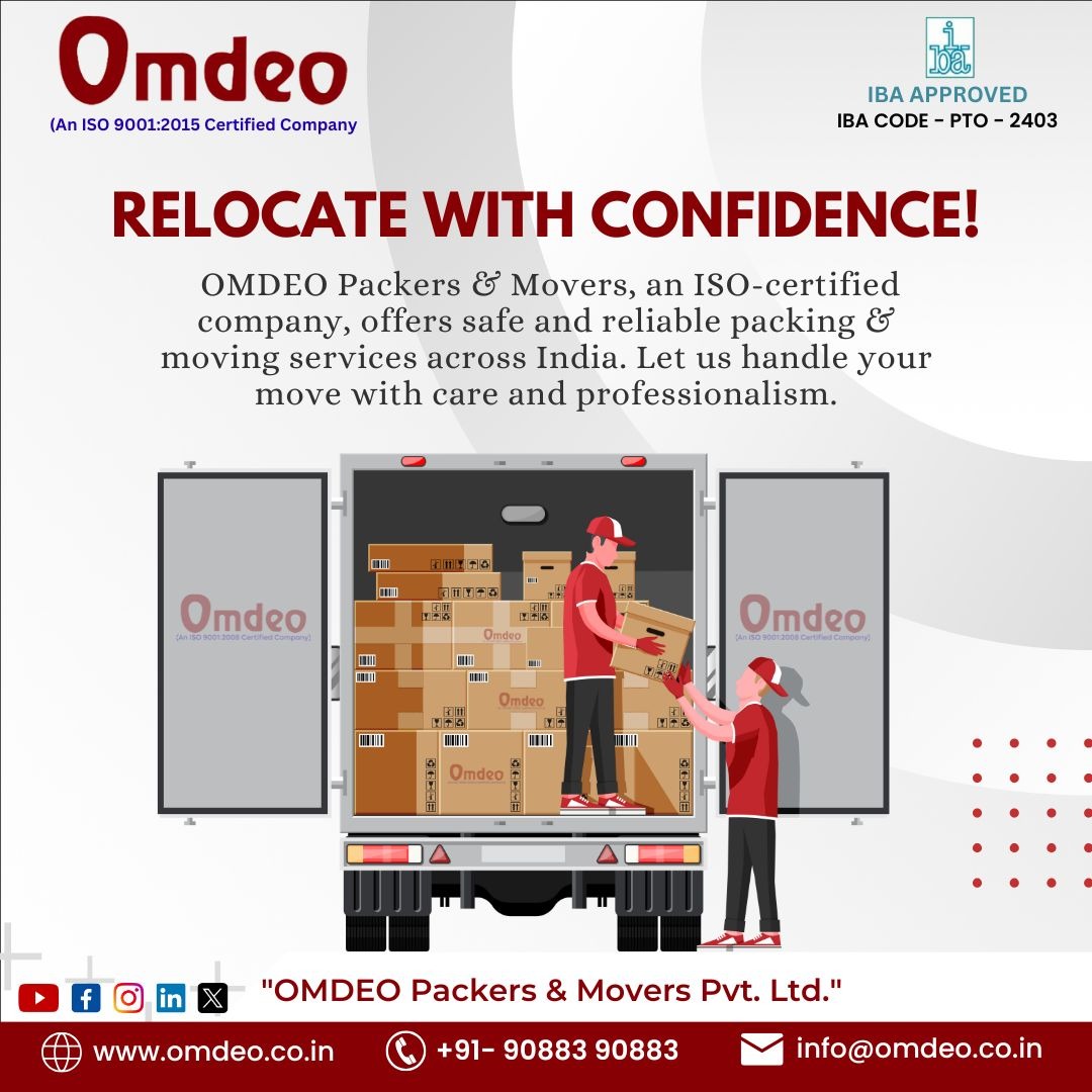 myomdeo's tweet photo. RELOCATE WITH CONFIDENCE!
OMDEO Packers & Movers, an ISO-certified company, offers safe and reliable packing & moving services across India.
#omdeo #bestmovingcompany #packersandmovers #furnituremovers #movingtruck #longdistancemoves #mover #longdistancemovers #viral #trending https://t.co/VAZa8O6A76