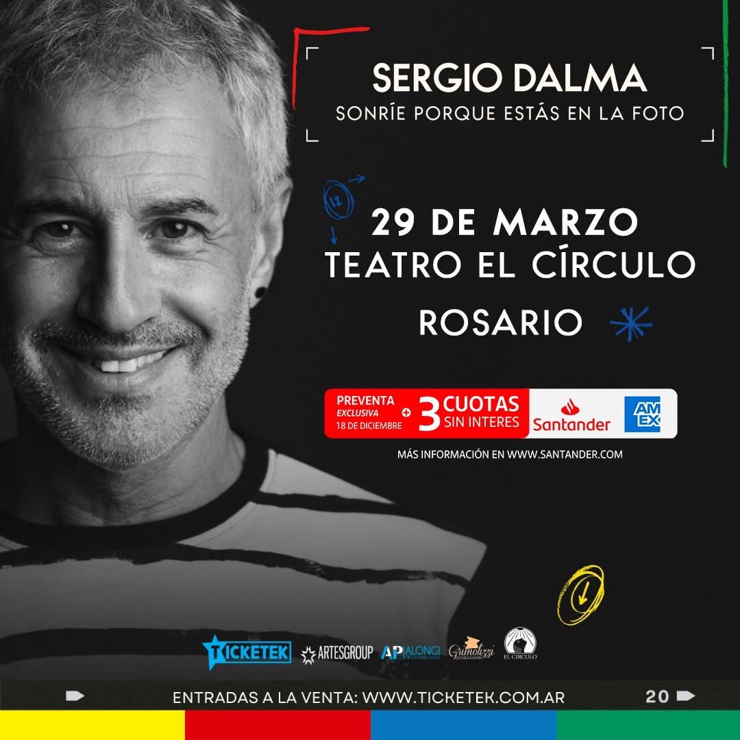 SDalmaoficial's tweet photo. 🇦🇷 ROSARIO 🇦🇷 
Nueva fecha confirmada de mi gira por ARGENTINA

⚠ PREVENTA exclusiva a partir de HOY 18/12 en SANTANDER durante 48 horas o hasta agotar stock

🔴 29 de marzo
📍 Teatro El Círculo - Rosario
🎫 VENTA GENERAL el viernes 20 a partir de las 12h https://t.co/PjOX7SUHjH https://t.co/D3XIUN62LL