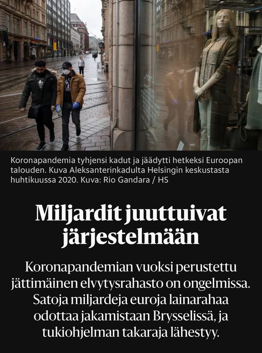 SebastianTyne's tweet image. JUURI NYT:

HS uutisoi, että EU:n elvytyspaketti on pahoissa ongelmissa.

Yhteisvelalla rahoitetusta 724 miljardin euron suuruisesta paketista on nimittäin kaksi kolmasosaa jakamatta, kun varojen jakoon on enää kaksi vuotta aikaa!

Rahojen jakoa koordinoiva Elpymis- ja…