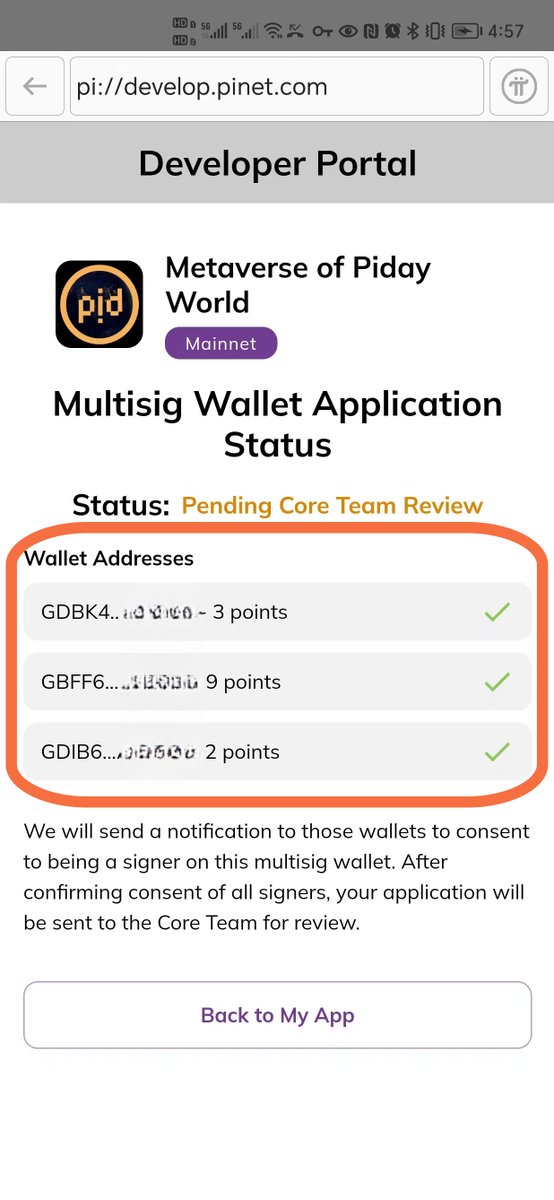 PiDayAPP's tweet photo. Piday World Metaverse has completed the multi signature wallet and is currently applying for the mainnet version wallet.
Simultaneously linking the testnet app and the mainnet app.
The official requirement is that each testnet app needs to complete 10 picoin transfers to different addresses.
#pinetwork #pidayworld #picoin #piapp
