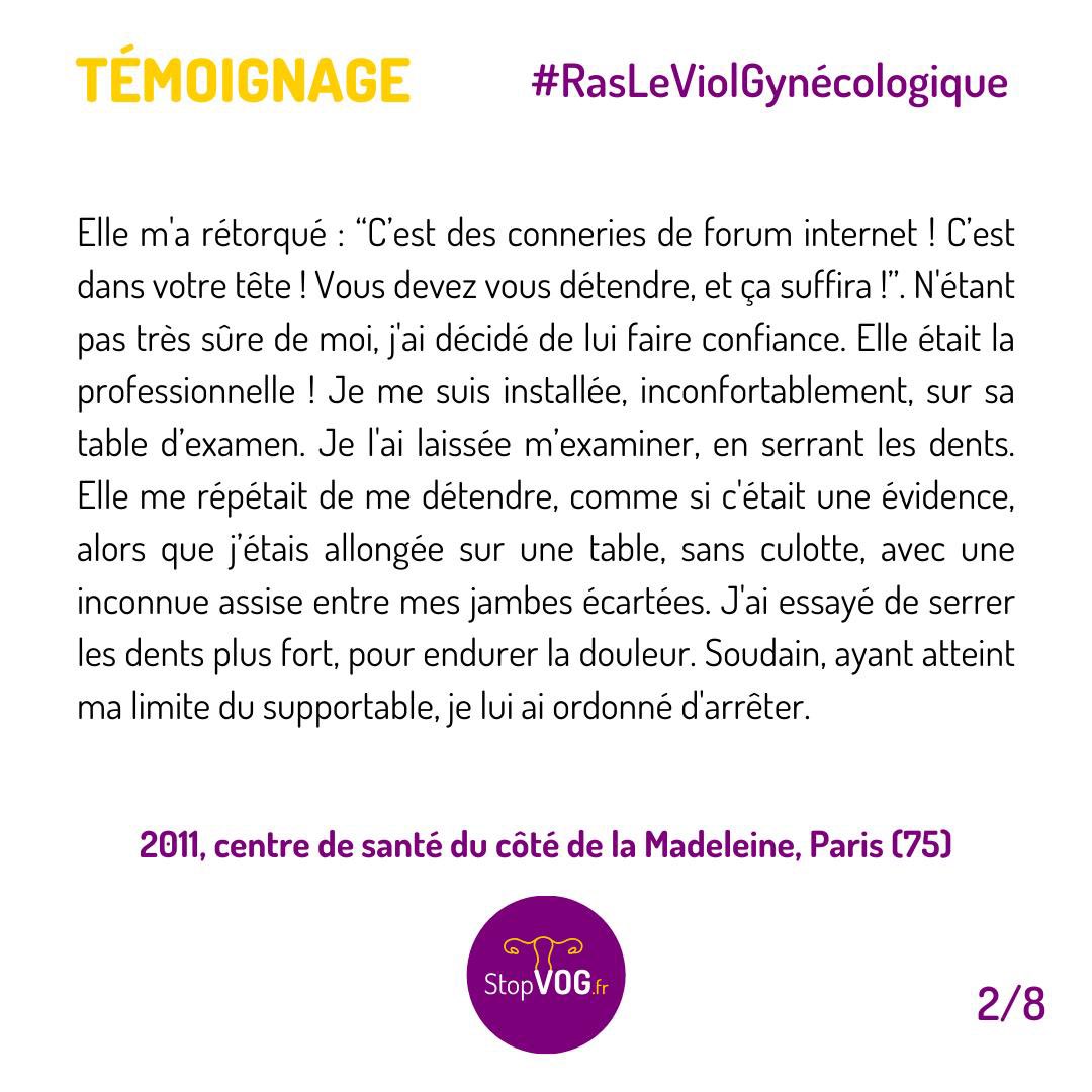 StopVOGfr's tweet photo. ⚠️Viol dans un cabinet privé près de la Madeleine à Paris (75)
⛔️ Selon la pénale : toute pénétration avec un objet par violence est un viol.
Il n’y a pas viol et viol, il y a VIOL.
Le vaginisme est une pathologie à ne pas nier.
#StopVOG
#MeTooMedecin
#Rasleviol
1/4
⤵️ https://t.co/QRJnnFeMC5