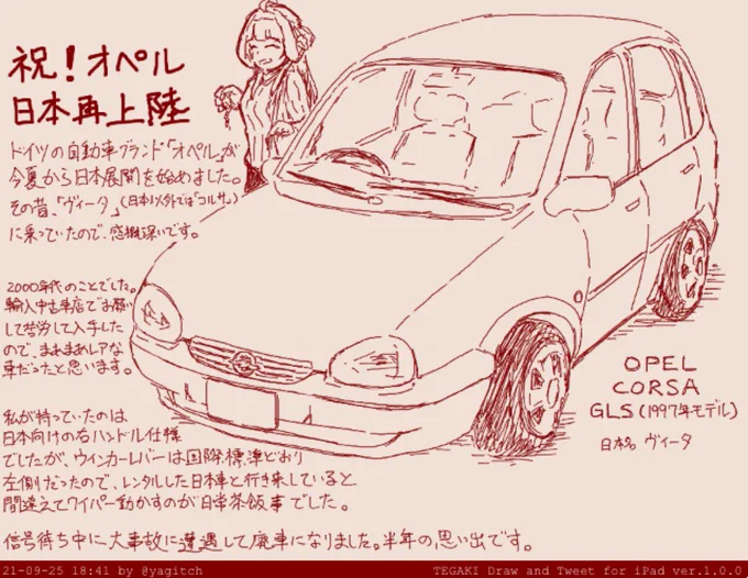 #お前ら自分の愛車の絵描いてみろ 
昔の思い出の愛車 