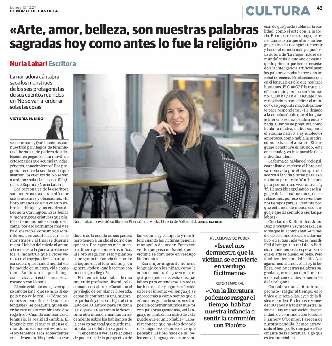 paginasdeespuma's tweet photo. Os recomendamos leer esta entrevista de @nuria_labari que Victoria M. Niño le hizo para @nortecastilla aprovechando su visita a Valladolid. En ella habla de los cuentos de No se van a ordenar solas las cosas y mucho más⬇️
🔗https://t.co/JTLrtKNP7G
🛒https://t.co/fnUdMs4OSH https://t.co/LUlR0ywyr6