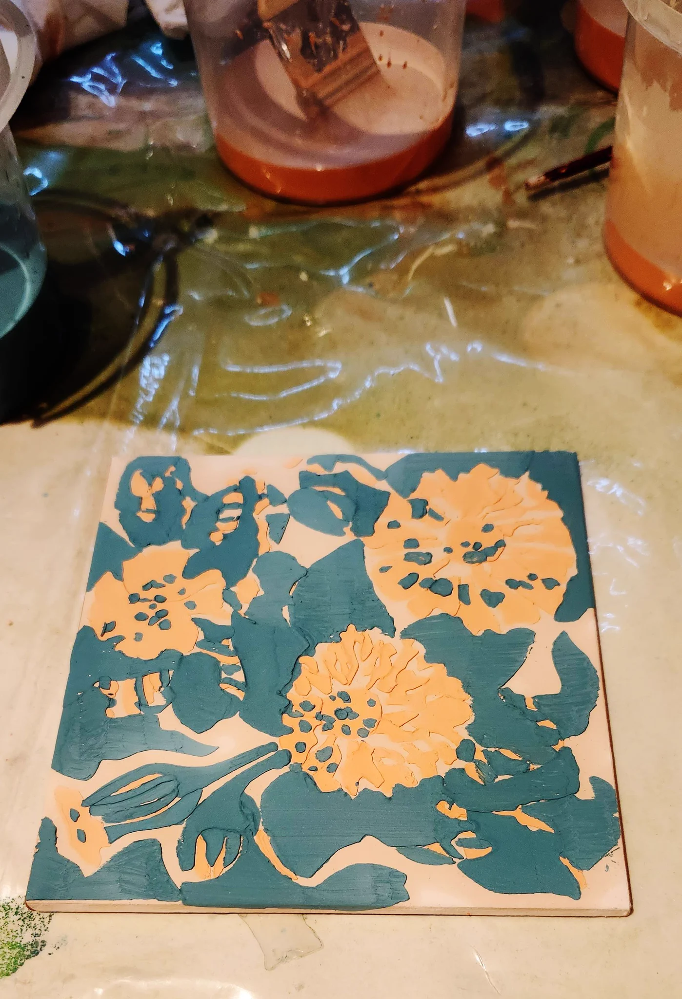 The tile before firing.