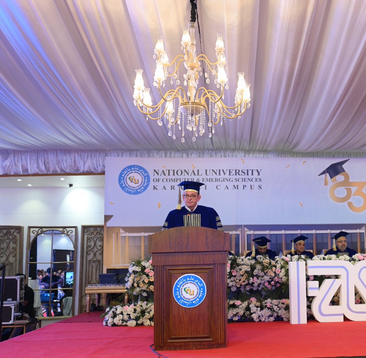 GermanyinKHI's tweet photo. Inspiring the next gen! Mr. Wegner, our Consul/Deputy Head of Mission, participates in the 83rd Convocation of FAST-NUCES Karachi Campus. Congratulations to the graduating class!
#FASTNUCES #GermanyInKarachi #PakGermandosti #pakgermandosti🇵🇰🇩🇪 https://t.co/sMGs9su87y
