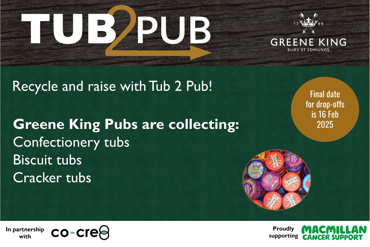 Get your tubs to a <a href="/greeneking/">Greene King</a>  pub! #Tub2Pub