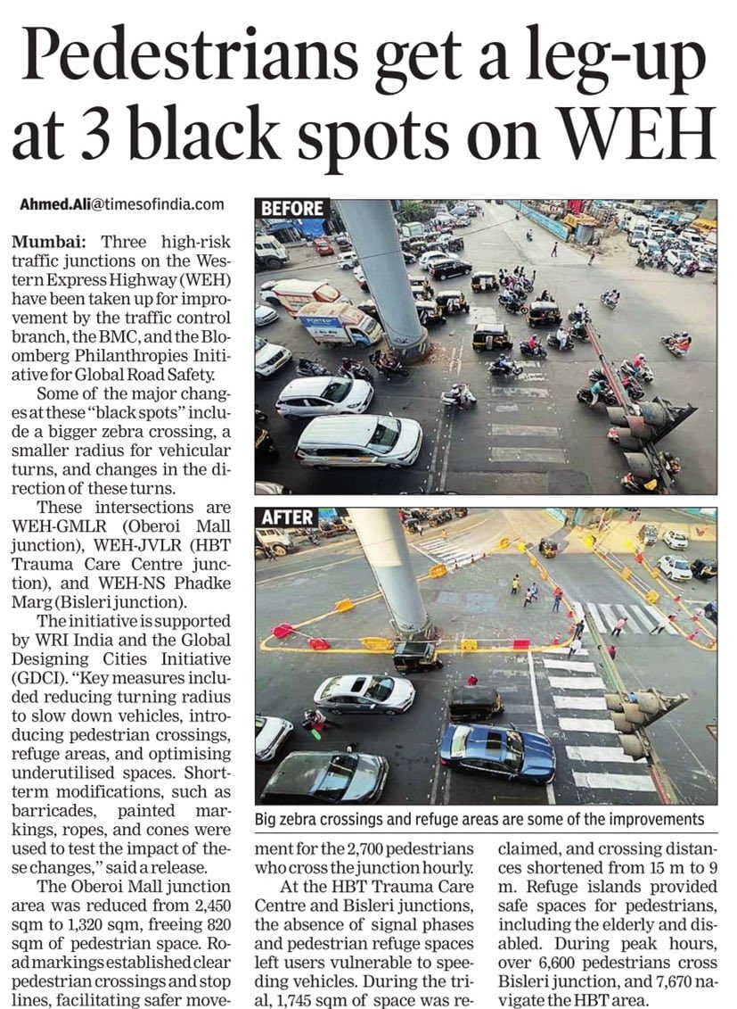 Tanushree Venkatraman (@tanushreevenkat) on Twitter photo <a href="/WRIIndia/">WRI India</a> and <a href="/GlobalStreets/">Global Designing Cities Initiative</a> does it again!
Working with <a href="/mybmc/">माझी Mumbai, आपली BMC</a> and <a href="/MTPHereToHelp/">Mumbai Traffic Police</a> to make 3 junctions along WEH safer for all road users
Read more in the <a href="/timesofindia/">The Times Of India</a> 🖇️ timesofindia.indiatimes.com/city/mumbai/bi… <a href="/WRIIndia/">WRI India</a> and <a href="/GlobalStreets/">Global Designing Cities Initiative</a> does it again!
Working with <a href="/mybmc/">माझी Mumbai, आपली BMC</a> and <a href="/MTPHereToHelp/">Mumbai Traffic Police</a> to make 3 junctions along WEH safer for all road users
Read more in the <a href="/timesofindia/">The Times Of India</a> 🖇️ timesofindia.indiatimes.com/city/mumbai/bi…