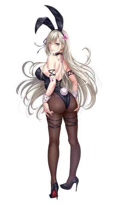 銀髪バニーガールお姉さん見返り!全身図 