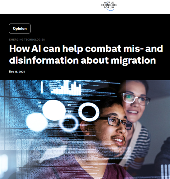 IOM Research (@iomresearch) on Twitter photo Disinformation about #migrants often obscures their invaluable contributions. How can #AI help to combat mis- and disinformation on migration?
<a href="/MarieLMcAuliffe/">Marie McAuliffe, PhD 📶♀️🇦🇺🇨🇭</a> explains in this #IMD blog published by <a href="/wef/">World Economic Forum</a> :
👉shorturl.at/aiADF Disinformation about #migrants often obscures their invaluable contributions. How can #AI help to combat mis- and disinformation on migration?
<a href="/MarieLMcAuliffe/">Marie McAuliffe, PhD 📶♀️🇦🇺🇨🇭</a> explains in this #IMD blog published by <a href="/wef/">World Economic Forum</a> :
👉shorturl.at/aiADF