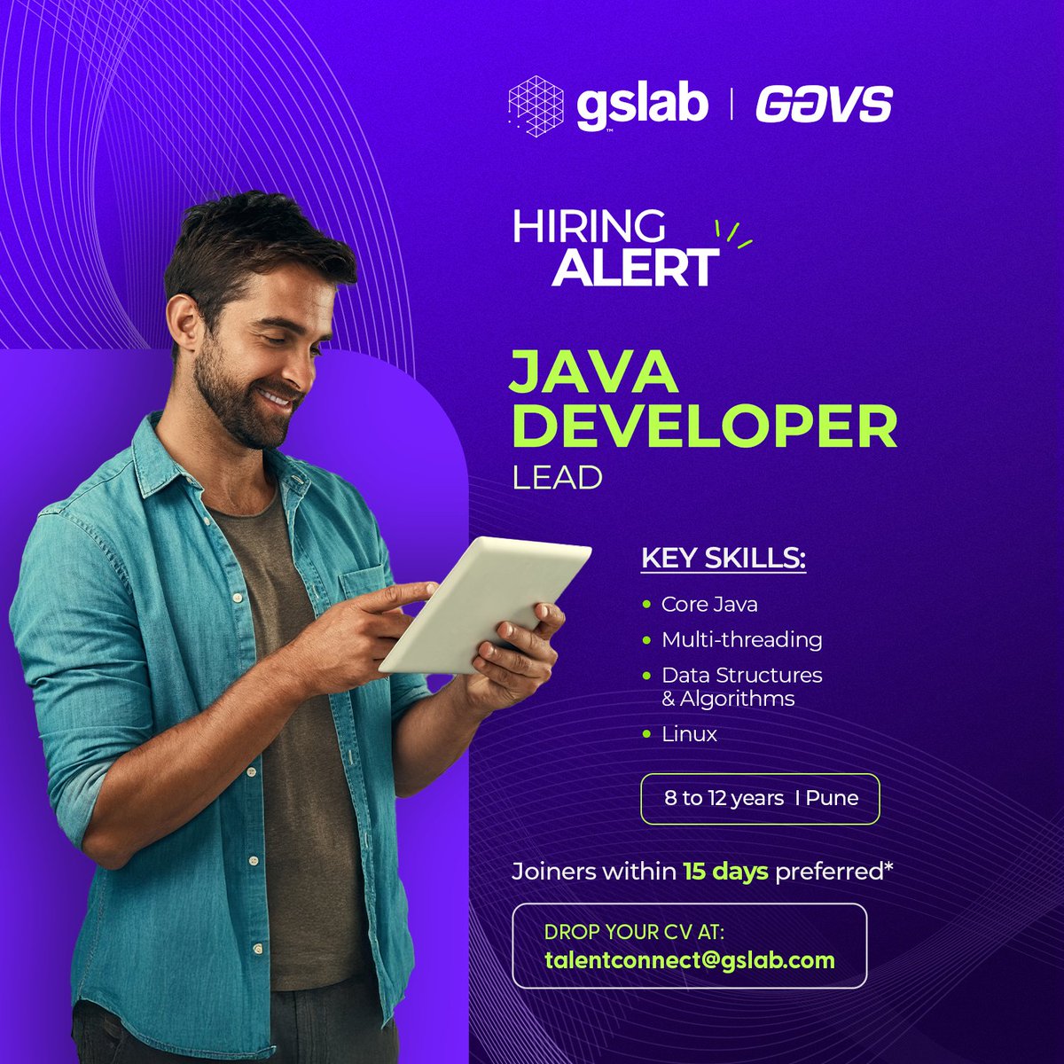 _gslab's tweet image. Hiring Alert! : Java Developer - Lead I 8 to 12 years I Pune 
Key skills required: Core Java, Multi-threading, Data Structures & Algorithms, Linux
#JavaDeveloper #LeadJavaDeveloper #PuneJobs #ITJobs #GSLab I GAVS #HiringAlert
                          bit.ly/48Azjsg