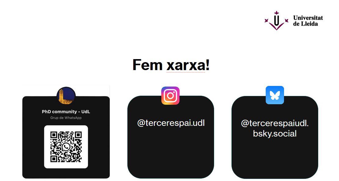 🔴 #ElTercerEspai  #DoctorandesUdL 
Segueix-lo i fes xarxa !!
