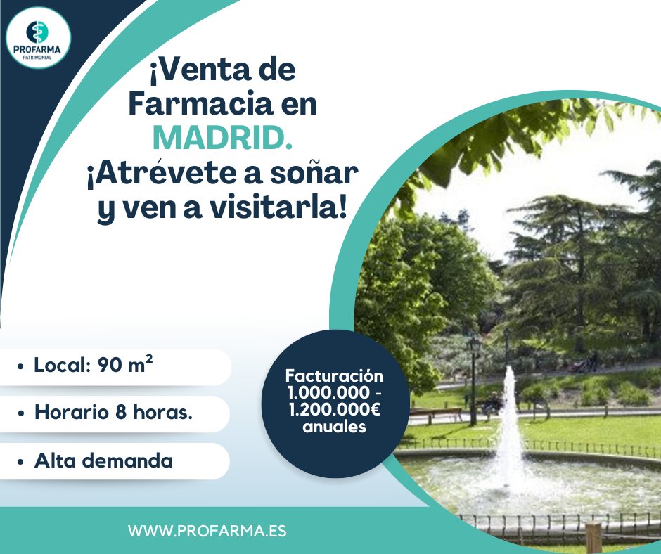 ProfarmaP's tweet image. ¡Tu próxima farmacia, te espera en Madrid! #profarma #transmisiondefarmacias #farmacias #expertosenfarmacia #farmaciasenventa #compradefarmacias #comprayventadefarmacias #financiacionfarmacia