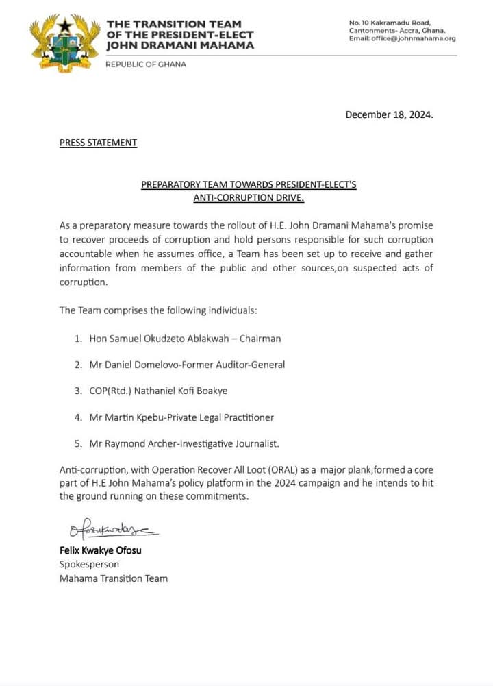 It appears President John Dramani Mahama means business. Change must mean something. I wish them well.