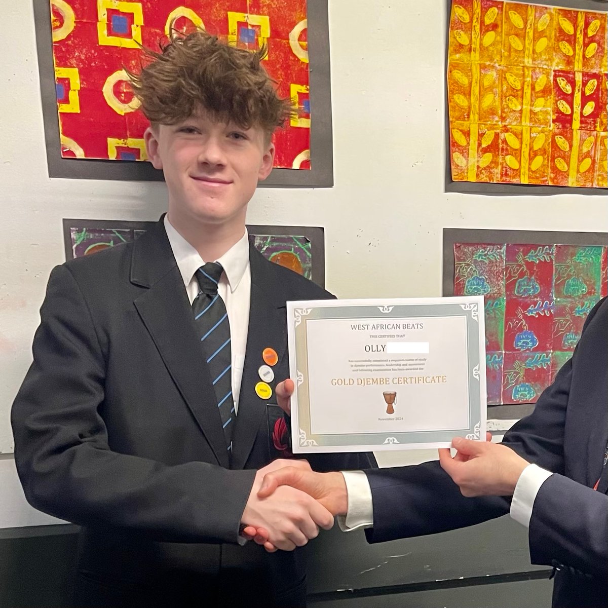 Icknield has its first #westafricanbeats Gold Award winner! Congratulations, Olly, on achieving all three certificates and completing the programme!