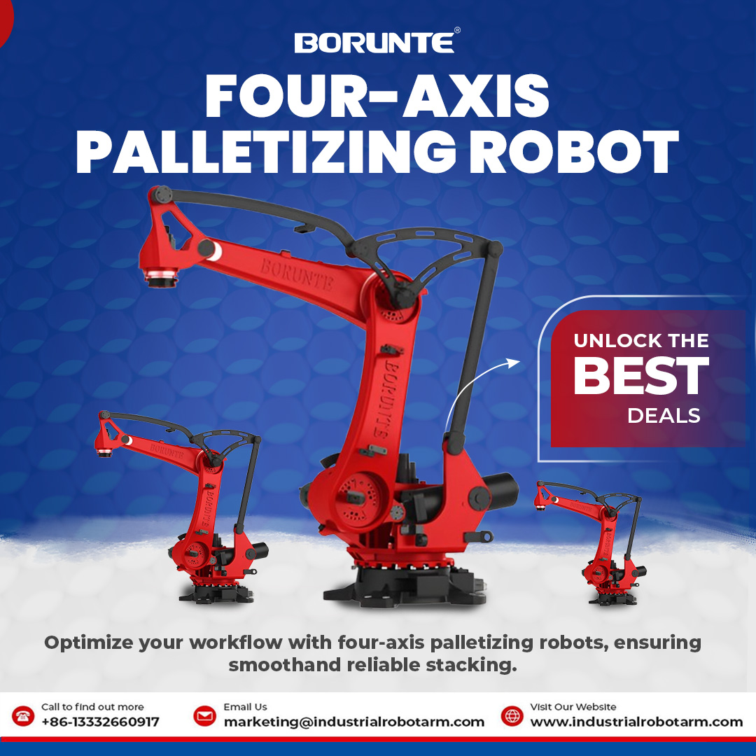 BorunteR's tweet image. ✨These Four-Axis Palletizing industrial robots are perfect for large work envelopes.
🔗industrialrobotarm.com
📲Call Us - 86-13332660917
📧Email Us - marketing@industrialrobotarm.com
#PalletizingRobot #IndustrialAutomation #FourAxisRobot #SmartManufacturing #FactoryAutomation