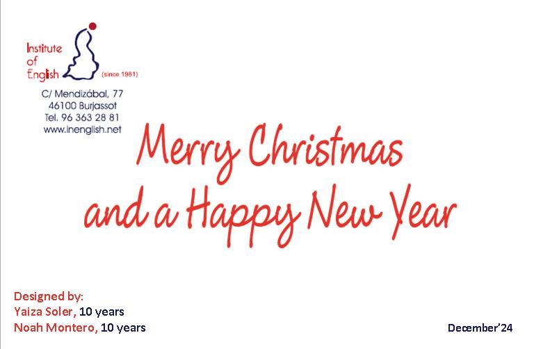Instituteof1's tweet photo. Christmas Card Competition – 2024
Os presentamos la composición ganadora de nuestro concurso de tarjetas navideñas. Con esta tarjeta hemos felicitado a todos nuestros alumnos, clientes, proveedores y a amigos.
#MerryChristmas2024 #FelizNavidad2024 #InstituteOfEnglish https://t.co/Xt45En77Dy