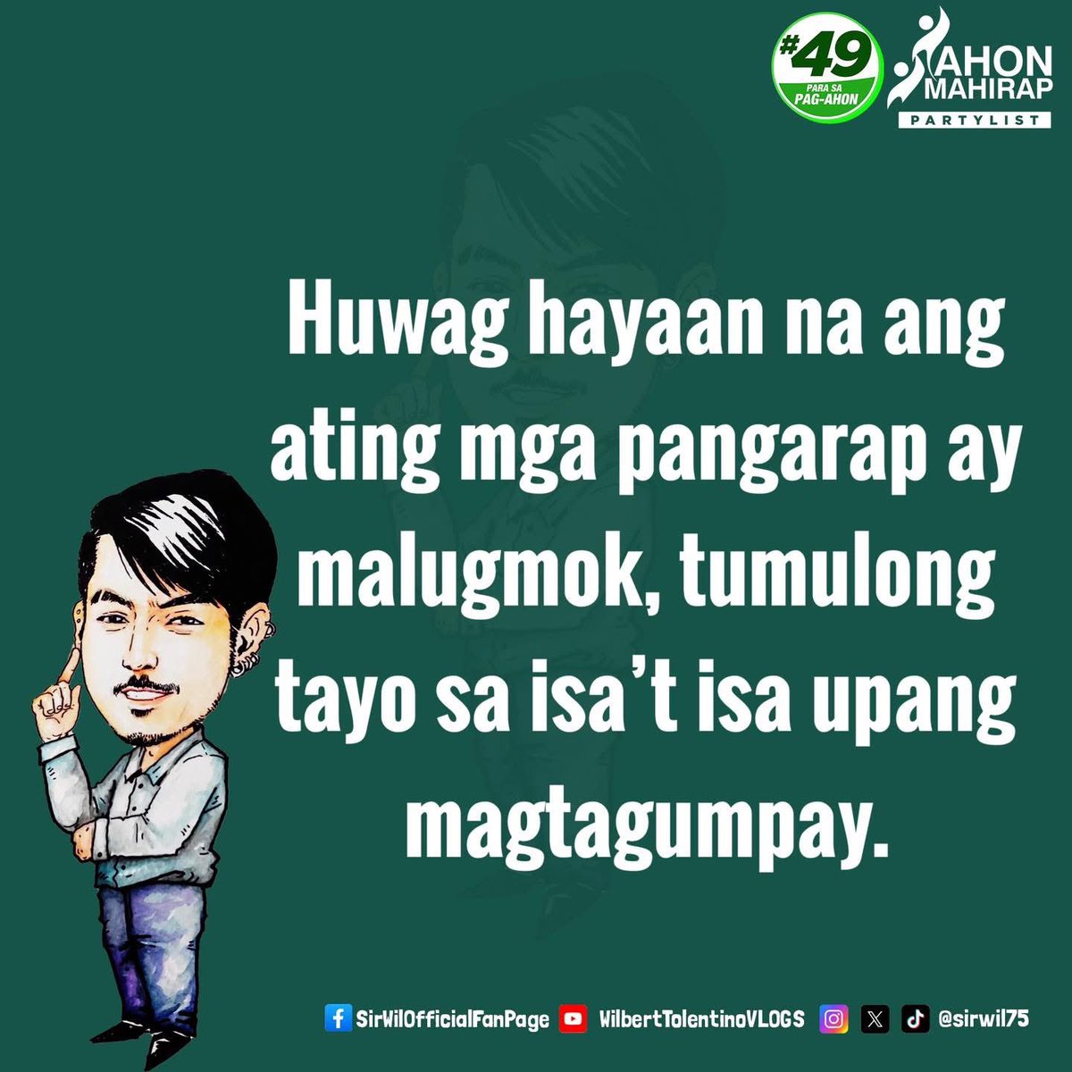 sirwil75's tweet photo. Pag tulong-tulong, mas mapapabilis ang pag-ahon. 💚💚💚 https://t.co/vwCYtmveJm