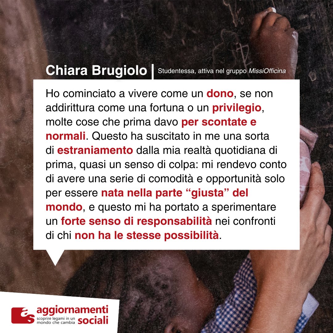 aggsoc's tweet photo. 🤲Perché scegliere di compiere un'esperienza #missionaria in Africa? Come cambia il proprio vivere quotidiano una volta tornati a casa?

Per i Dialoghi del mese sulla partecipazione e l'impegno giovanile, @SposettiCesare ha intervistato Chiara Brugiolo: https://t.co/uDrCdb2yaz https://t.co/OWO9RGdb2O