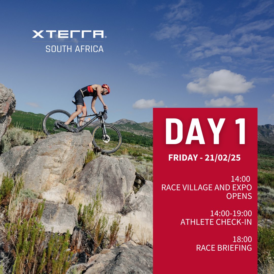 XTERRASA's tweet image. The schedule for XTERRA South Africa 2025! 🗓️
Entries are limited so sign up early, LINK IN BIO!🏃♂️🚵🏊