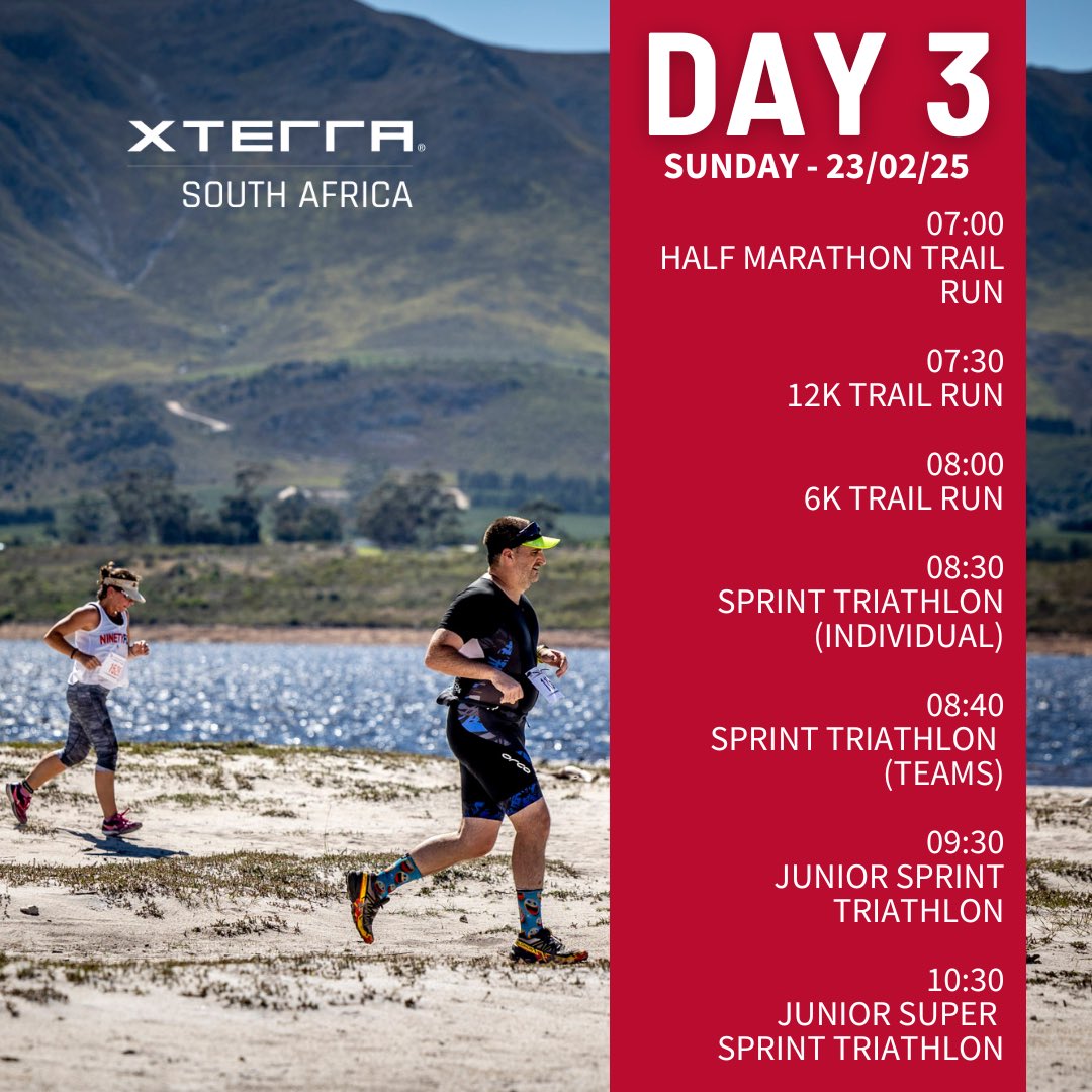 XTERRASA's tweet image. The schedule for XTERRA South Africa 2025! 🗓️
Entries are limited so sign up early, LINK IN BIO!🏃♂️🚵🏊