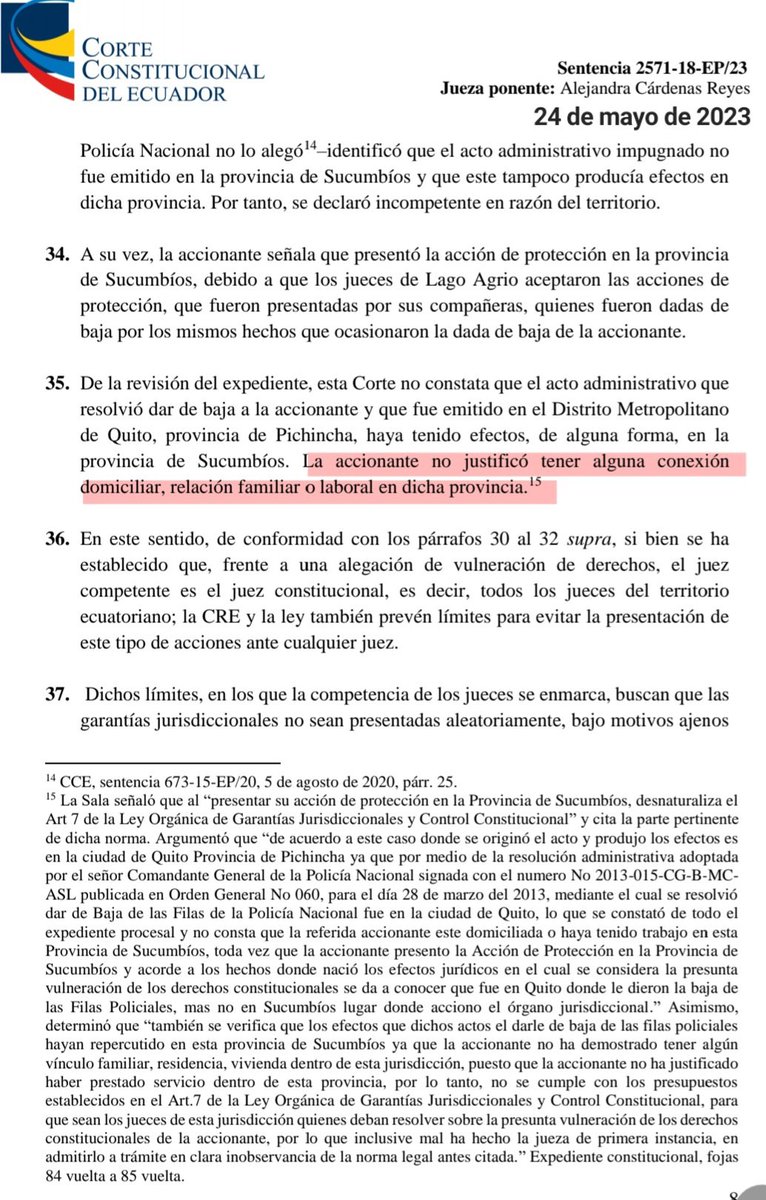 vinpalacios's tweet photo. ‼️Nueva regla de precedente sobre #competencia en Acciones de Protección, cuando hay pluralidad de actores con diferentes domicilios.

En este caso, la demanda debe ser #inadmitida en primera providencia.

No arregla lo dicho en sentencia 2571-18 sobre relación familiar o laboral https://t.co/vrZKEKSKuD