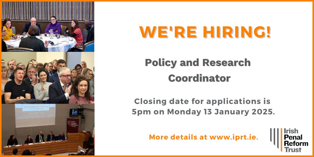 🆕📣 WE'RE HIRING  #JobFairy

IPRT is recruiting a Policy and Research Coordinator.  

IPRT is an equal opportunities employer, and we welcome applications from people with criminal records. 

👉 More about the role: iprt.ie/latest-news/ip…