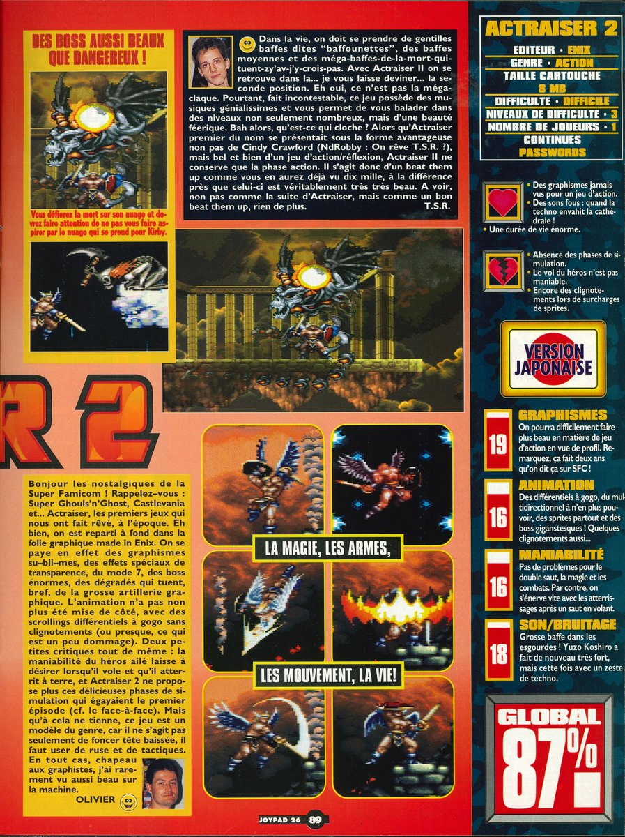 AllmightoFranky's tweet photo. #Nostalgeek on continue le feuilletage du #Joypad 26 de décembre 1993!Toujours les Tests avec #Actraiser2 sur #Supernintendo,loin d'être aussi bon que le premier,et #ChuckRock sur #MegaCD! #retro #retrogaming #oldschool #80s #90s 1/5 https://t.co/3f10rx6Q3d