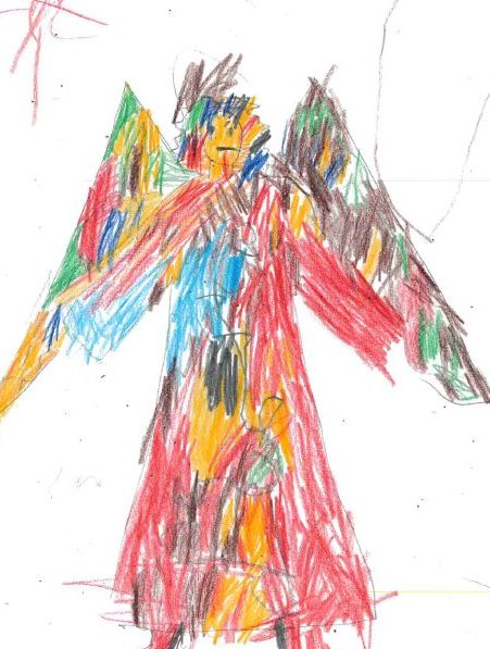 Happy Christmas from Everyone at St Michaels Primary School, Withyham. Angel by a Reception child based on Artwork from Brian Wildsmith' s book the Christmas story. <a href="/brian_wildsmith/">Brian Wildsmith official</a>