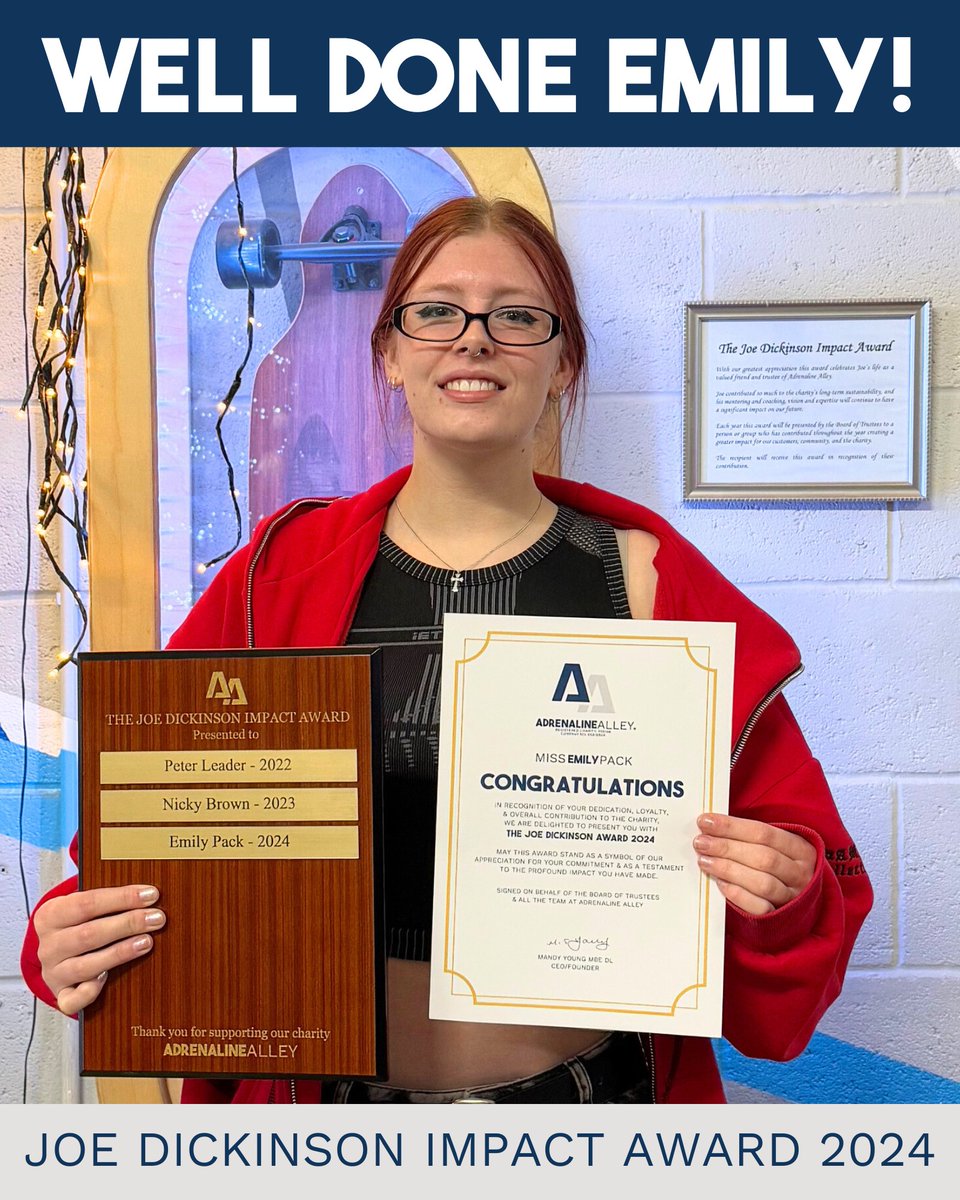 MASSIVE CONGRATULATIONS to our team member, Emily Pack, for receiving the 'Joe Dickinson Impact Award 2024'!!
Each year, this award is presented to a person or group who has contributed throughout the year creating a greater impact for our customers, community, and the charity.