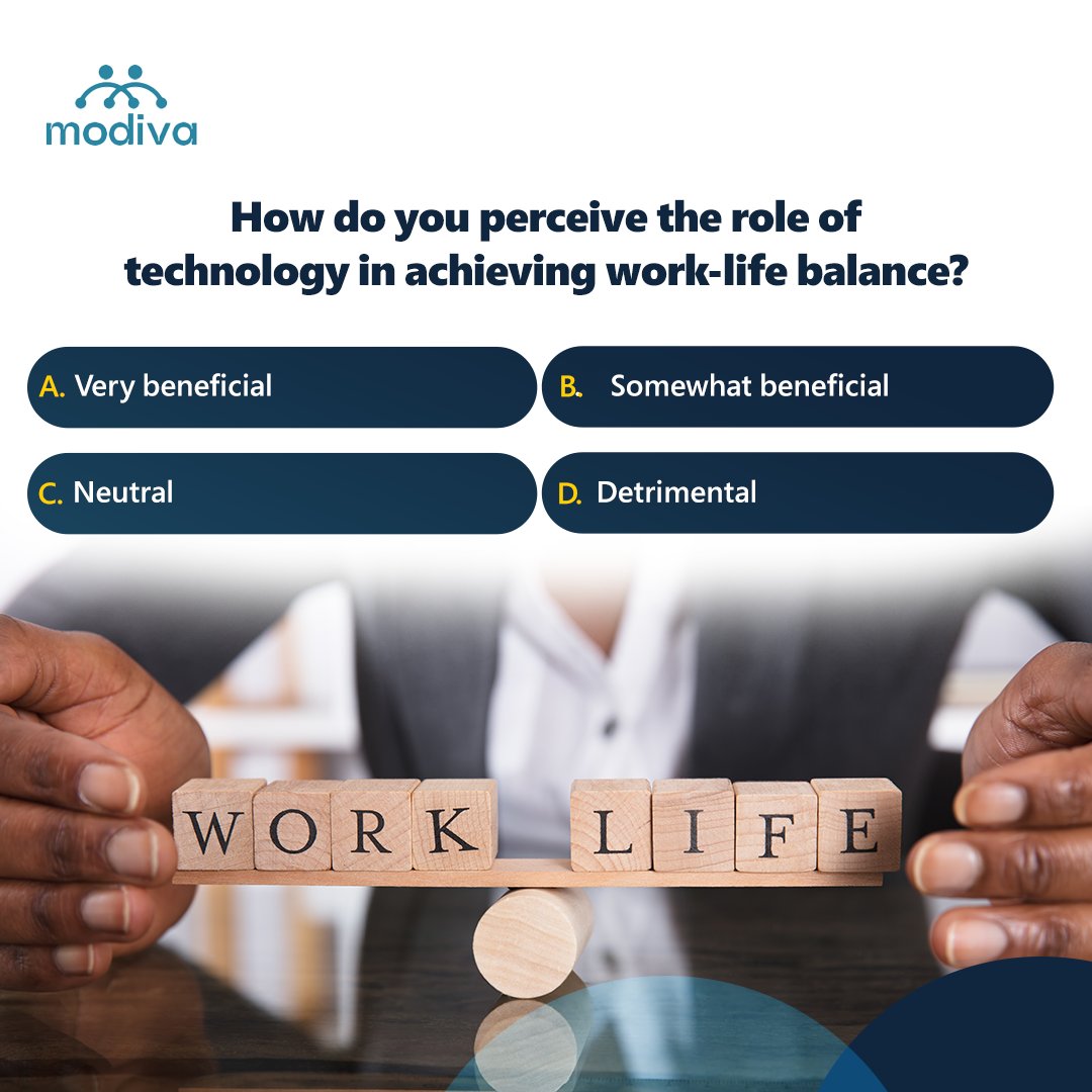 ModivaCommunity's tweet image. Technology has transformed the way we work and live. How do you think it influences the balance between the two? Share your perspective in our poll.

#TechPoll #TechnologyImpact #DigitalInnovation