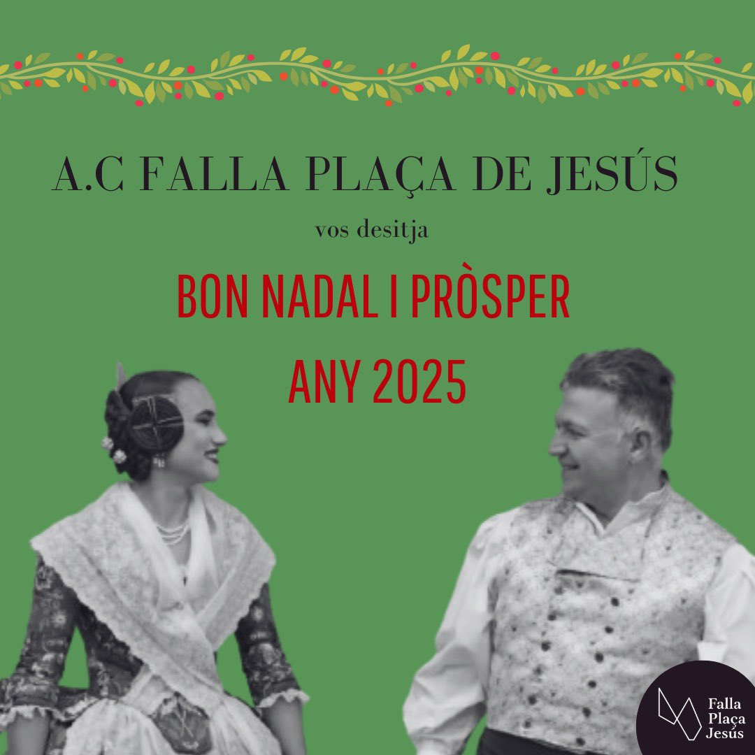 Rosa, Toni i la resta de la comissió de la A.C Falla Plaza de Jesús, vos desitja feliç nadal i pròsper any 2025 
🎄❤️🔥🥳
@mercatjesus 

#bonNadal #falles2025