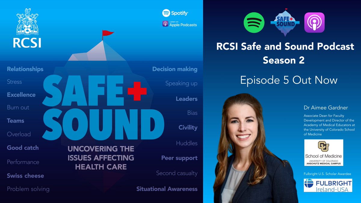 Episode 5 Out Now – A leader can’t be a leader without followers: The Science of Followership, Dr Aimee Gardner 🎁🎄

RCSI is delighted to announce that Episode 5 of our RCSI Safe and Sound Podcast featuring Dr Aimee Gardner - Associate Dean for Faculty Development and Director
