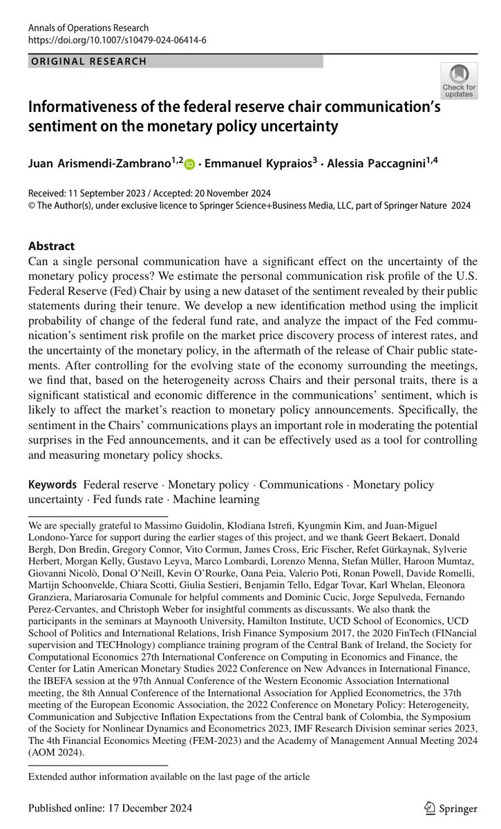 Alessia Paccagnini π©βπ«ππΆππ»πβ½π±πΆπ₯ πΆπ (@alessia_metrics) on Twitter photo π’ Can a single personal communication impact monetary policy uncertainty?
My research joint with <a href="/jarismen/">Juan Arismendi-Zambrano</a> and <a href="/manoskyp/">Manos Kypraios</a> and now published in Annals of Operation Research says yes!
π· Read the full article here
link.springer.com/article/10.100β¦
π· Listen sum
notebooklm.google.com/notebook/2955bβ¦ π’ Can a single personal communication impact monetary policy uncertainty?
My research joint with <a href="/jarismen/">Juan Arismendi-Zambrano</a> and <a href="/manoskyp/">Manos Kypraios</a> and now published in Annals of Operation Research says yes!
π· Read the full article here
link.springer.com/article/10.100β¦
π· Listen sum
notebooklm.google.com/notebook/2955bβ¦