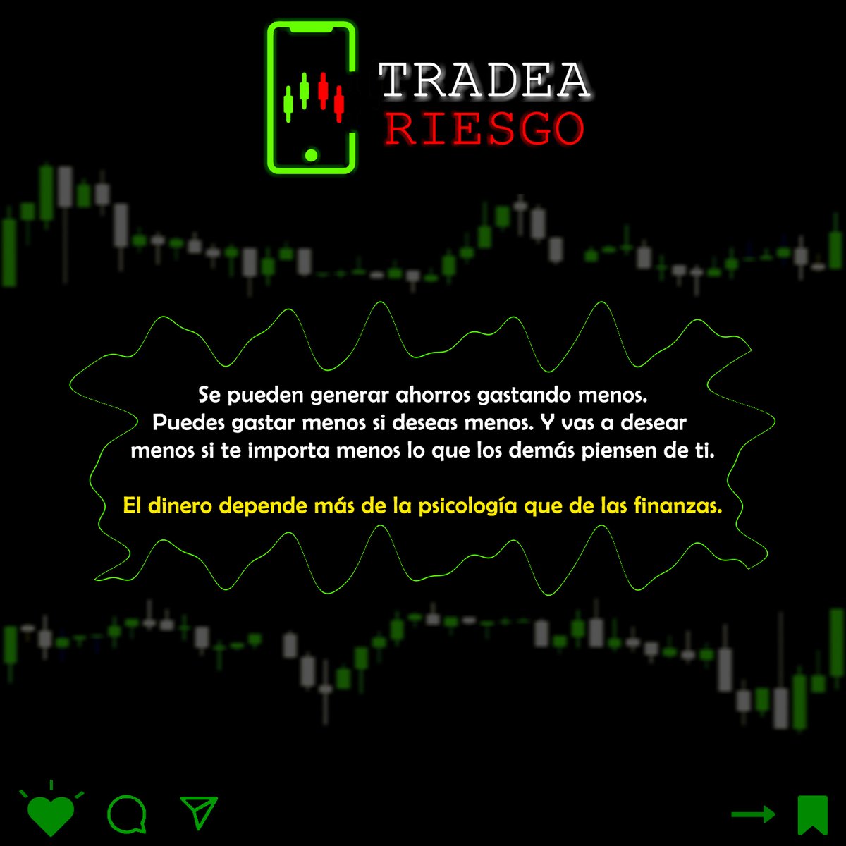 Se pueden generar ahorros gastando menos. Puedes gastar menos si deseas menos. Y vas a desear menos si te importa menos lo que los demás piensen de ti. El dinero depende más de la psicología que de las finanzas.

#rentabilidad #mentalidad #éxito #trading #trader #forex #metas