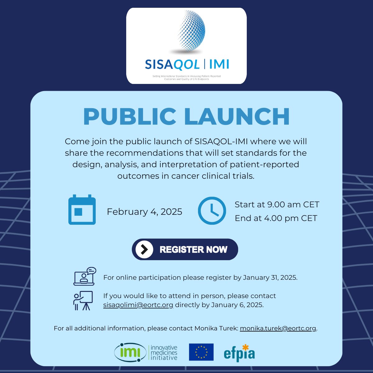 🌟 Discover the Results of SISAQOL-IMI: Advancing Patient-Reported Outcomes Research 🌟
We’re excited to announce the public launch of the SISAQOL-IMI project results!
📢 Visit our project website to register for online or limited in-person attendance:
lnkd.in/eFX6BsWf.