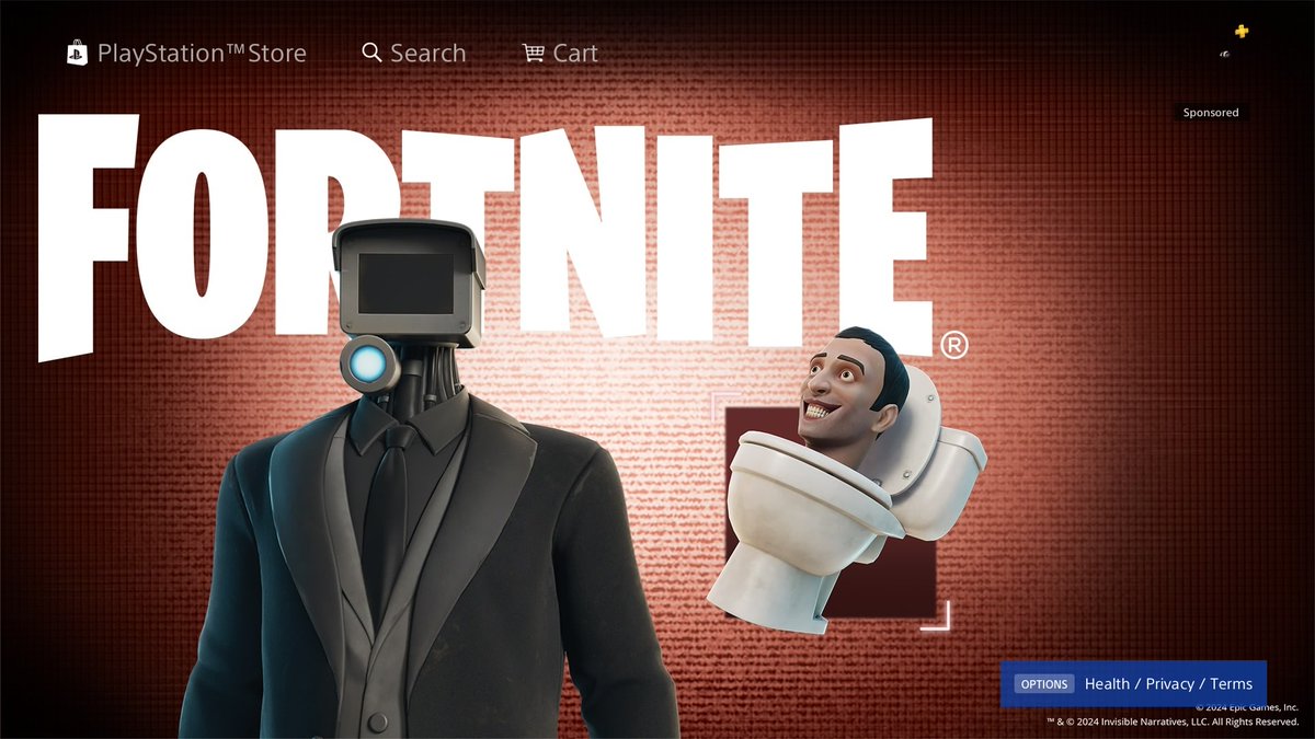 flame_btw's tweet photo. Bro Playstation has keyart for the cameraman and the skibidi toilet backbling in the Playstation store https://t.co/sgI1EvMFRM