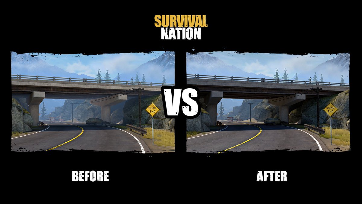 Survivors! 🧟
Here’s a quick look at how the latest Graphic Quality Improvement has enhanced Survival Nation. Check out these Before &amp; After shots👀