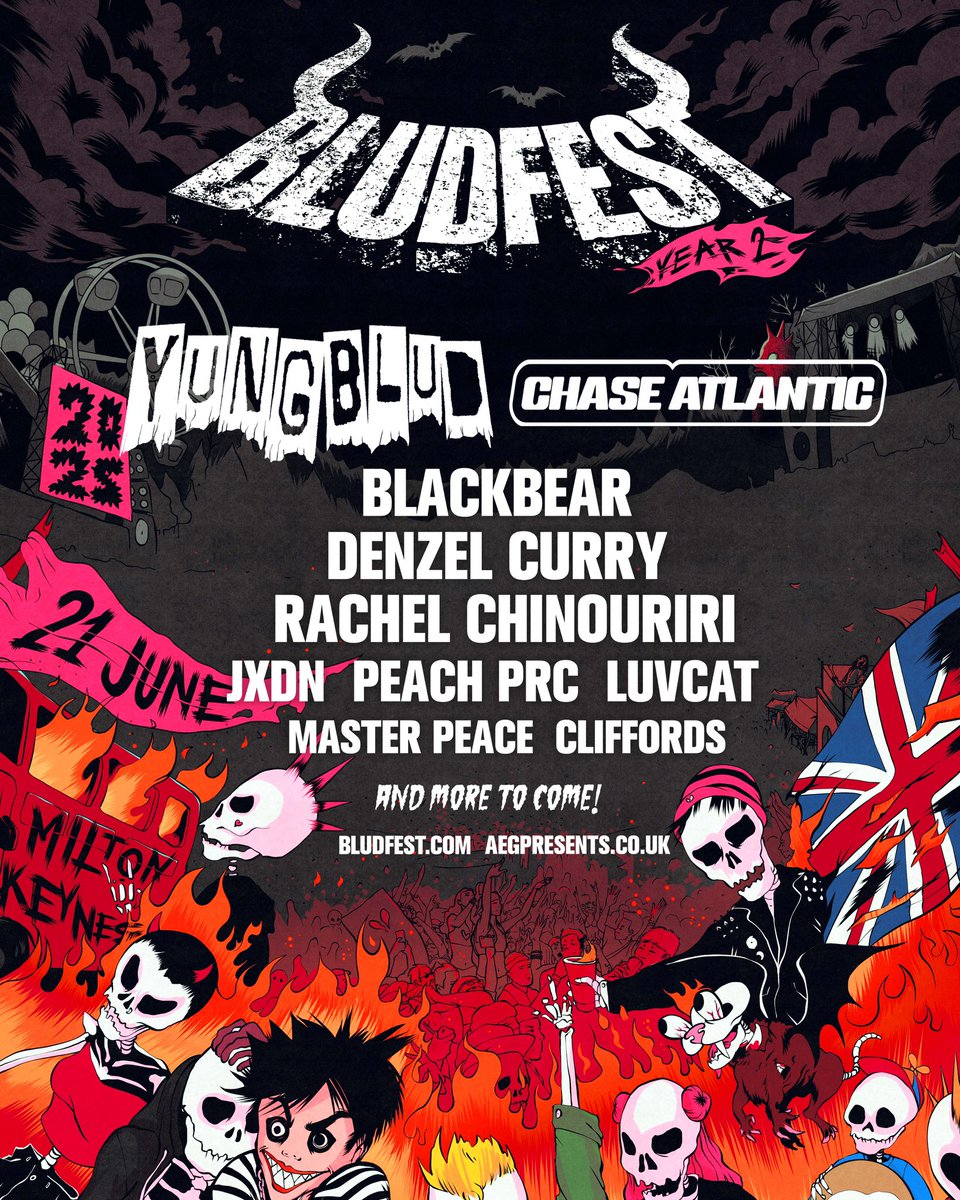 yungblud's tweet photo. BLUDFEST 2025 is officially ONSALE NOW!!! 🖤☠️🖤

https://t.co/detfz5Abbk https://t.co/Ev29BuEzhS
