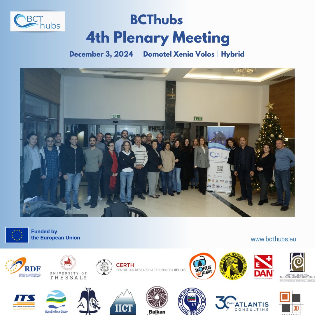 On December 3, 2024, the #BCThubs consortium gathered at the 📌Domotel Xenia Volos, Greece, for the 4th #PlenaryMeeting!

Read more👉shorturl.at/OZZXK

#EuInnovation #Research #BigBlueHorizon #Volos <a href="/CORDIS_EU/">EU Research Results</a> <a href="/HorizonEU/">Horizon Europe 🇪🇺</a> <a href="/REA_research/">European Research Executive Agency</a> <a href="/3DResearchSrl/">3DResearch</a> <a href="/DAN_Europe/">DAN Europe</a>