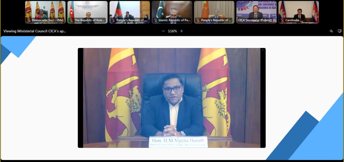 Minister of Foreign Affairs, Foreign Employment and​ Tourism addresses the 7th CICA Ministerial Council Meeting, emphasizing collective action for a peaceful and prosperous Asia

Read More: mfa.gov.lk/7thcica-minist…

#DiplomacyLK  #lka