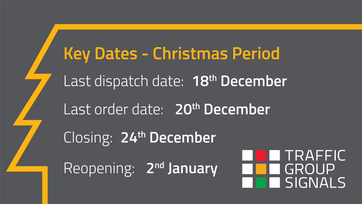 🔹A quick reminder of our key dates over the festive period🔹

We're planning to close our offices for a short period on the 24th Dec, reopening on the 2nd Jan.

Today is our final dispatch date &amp; Friday 20th Dec is our final date for orders in 2024 - get in touch for support!