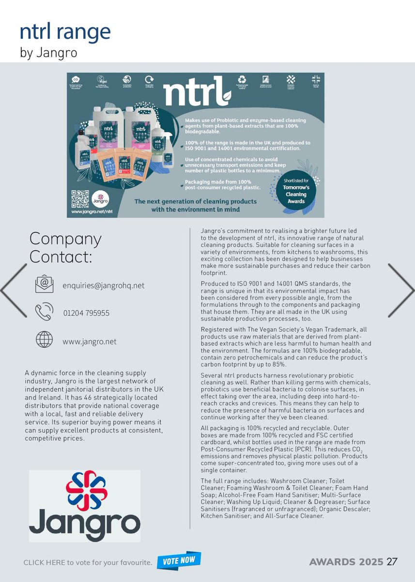 HygieneQuality's tweet photo. 📢 We would like your amazing help!

Please could you spare 10 seconds to vote for NTRL using this link  https://t.co/THs0TpaXa5

Every vote helps 🥰 We’d love to show the industry that sustainability is the way forward! 🍃 @TomoTomorrow ning rrow

#TCAwards2025 #tomocleaning https://t.co/xBnTnahYOZ