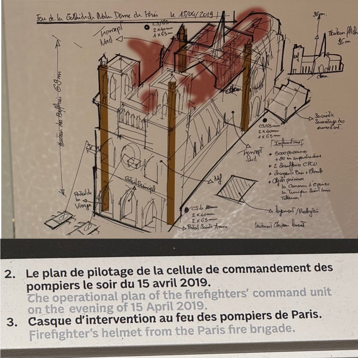The French fire brigade having an ACTUAL ARTIST draw their operational plan for responding to the #NotreDame fire